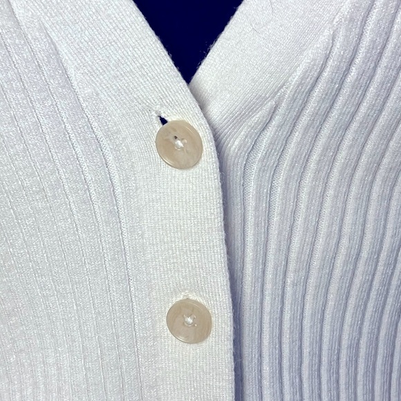 Good American | Ivory Cozy Ribbed Knit Cardigan Sweater, Size 5 - Picture 7 of 9